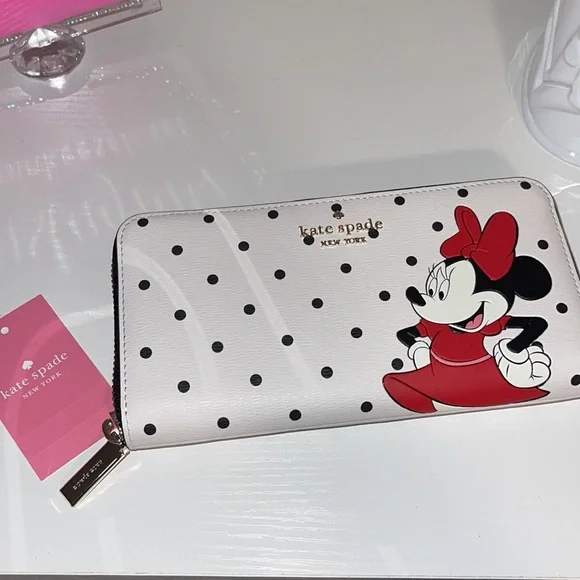 KATE SPADE DISNEY POLKA DOT LARGE CONTINENTAL WALLET Minnie Mouse - Picture 10 of 11